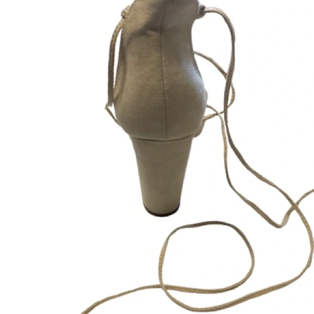 Lulu's Beige Lace-Up Heels